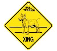 JINKAIRUI - Cartello in metallo di latta Bull Terrier per cani Xing con avvertenza precauzionale per casa, ufficio, bar, decorazione da parete per interni ed esterni, cartello quadrato 8 x