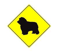 JINKAIRUI - Cartello in metallo di latta con simbolo di cane di pecora, incrocio, animale Xing, croce di animali, giallo, per casa, ufficio, bar, decorazione da parete per interni ed esterni, cartello