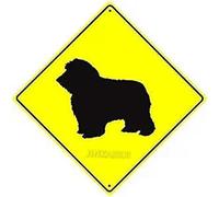 JINKAIRUI - Cartello in metallo di latta con simbolo di cane di pecora, incrocio, animale Xing, croce di animali, giallo, per casa, ufficio, bar, decorazione da parete per interni ed esterni, cartello
