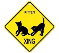 JINKAIRUI - Cartello in metallo per gattino, Xing, precauzione, attraversamento per gatto, per casa, ufficio, bar, interni, esterni, decorazione da parete, cartello quadrato, 12 x 12 pollici