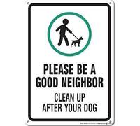 JINKAIRUI Cartello stradale con indicazione di avviso "Clean Up After Your Dog, Be A Good Neighbor Clean Up After Your Dog", con grafica artistica da parete per interni ed esterni, 30,5 x 20,3 cm, in