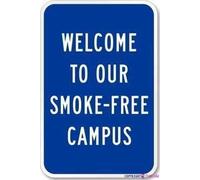 JINKAIRUI Cartello stradale con scritta "Welcome to Our Smoke Free Campus", in metallo, decorazione artistica da parete, segnale di avvertimento di sicurezza, per interni ed esterni, 20,3 x 30,5 cm