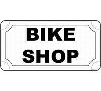 JINKAIRUI Cartello stradale di avvertimento Bike Shop, in metallo nero, decorazione artistica da parete, segnale di avvertimento di sicurezza, per interni ed esterni, 20,3 x 30,5 cm