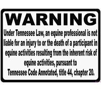 JINKAIRUI Cartello stradale di avvertimento Tennessee Equine Liability Law. § 44-20-105 Inform Patrons at Your Horse Riding Facility of Your Company's Rules Sign Office Metal Tin Sign 20 x 30 pollici