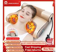 Jinkairui cuscino per massaggio al collo massaggiatore elettrico per trazione cervicale assenzio impacco caldo sollievo per la spalla posteriore salute del corpo