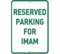 JINKAIRUI Novità Avvertimento Metallo Tin Sign Reserved Parking for Imam Parking Sign Outdoor Security Farm Yard Warning Decoratives Metallo Alluminio Cartello 20,3 x 30,5 cm