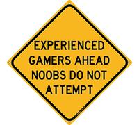 JINKAIRUI Targa in metallo con scritta "Experienced Gamers Ahead Road Hardcore Gamer Newbie Warning Plaque Video PC Gamer Bedroom Sign Indoor Outdoor Wall Decor Yard Sign Square Sign 20,3 x 20,3 cm