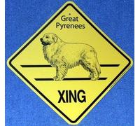 JINKAIRUI Targa in metallo con scritta "Great Pyrenees Xing Caution Crossing", regalo per interni ed esterni, decorazione da parete, 30,5 x 30,5 cm, quadrata
