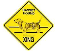 JINKAIRUI - Targa in metallo con scritta in inglese "Basset Hound Dog Xing", avvertenza precauzionale per casa, ufficio, bar, decorazione da parete per interni ed esterni