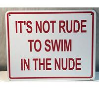 JINKAIRUI Targa in metallo con scritta in inglese "It's Not Rude to Swim in The Nude", 15,2 x 20,3 cm