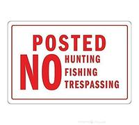JINKAIRUI Targa in metallo con scritta "No Hunting Fishing Trespassing", in alluminio, decorazione da parete, 30,5 x 20,3 cm