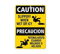 JINKAIRUI Targa in metallo retrò decorazione da parete, 20,3 x 30,5 cm, con scritta "Caution Slippery When Wet or ICY Hazard", cartello stradale in alluminio vintage stampato