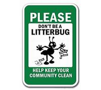 JINKAIRUI Targa in metallo retrò decorazione da parete targa in alluminio con scritta "Please Don't Be A Litterbug Help Keep Your Community Clean" Targa retrò 30 x 20 cm con stampa