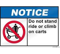 JINKAIRUI Targa in metallo vintage 9foya & Home Decor Cartello di sicurezza "Do Not Stand Ride or Climb On Carts Avviso" 20,3 x 30,5 cm Targa da parete personalizzata Retro Club Pub Bar Poster