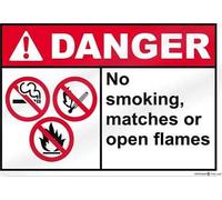 JINKAIRUI Targa in metallo vintage 9foya & Home Decor Cartello di sicurezza No Smoking Matches or Open Flames Danger 20,3 x 30,5 cm Targa da parete personalizzata Retro Club Pub Bar Poster