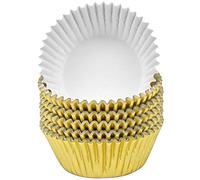 Jinlaili 100PCS Pirottini per Cupcake e Muffin, Pirottini di Carta Metallici per Muffin, Cupcake Torte Dolce Forno Decorazione, Foglio Tazze Torta per Panifici, Matrimoni e Compleanni (Oro)