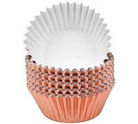 Jinlaili 100PCS Pirottini per Cupcake e Muffin, Pirottini di Carta Metallici per Muffin, Cupcake Torte Dolce Forno Decorazione, Foglio Tazze Torta per Panifici, Matrimoni e Compleanni (Oro Rosa)