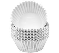 Jinlaili 100PCS Pirottini per Cupcake e Muffin, Pirottini di Carta Metallici per Muffin, Cupcake Torte Dolce Forno Decorazione, Foglio Tazze Torta per Panifici, Matrimoni e Compleanni (Argento)