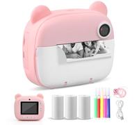 Jinlaili 1080P 2,4 Pollici Digitale Fotocamera Bambini, Fotocamera Digitale Bambini, Fotocamera a stampa Istantanea, 3 rotoli di carta da stampa& 5 penne colorate, Regalo di Compleanno di Natale