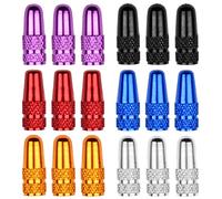 Jinlaili 18PCS Cappucci Valvole di Bici, Tappi Valvole Bici Presta in Alluminio, Tappi per Valvole Pneumatici Bici, Bicicletta Coprivalvole Anodizzato, Tappo Valvola per Moto e Bicicletta, 6 Colori