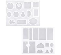 Jinlaili 2 Pezzi Stampi in Resina Epossidica, Stampo in Silicone per Gioielli, Stampi in Resina per Pendenti con Fori, Artigianato Stampi in Silicone per DIY Gioielli Collana Orecchini Portachiavi