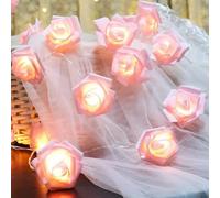 Jinlaili 20 LED Striscia di luci a LED a forma di rosa, luce bianca calda Catena luminosa a rose alimentato a batteria, Decorativa Luci della Stringa Fata Luci della Stringa Decorazione natalizia (B)