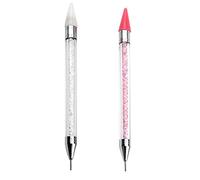 Jinlaili 2PCS Penna per Strass Nails, Penna per Punteggiatura, Penna di Raccoglitori di Gioielli con Borchie di Cristalli di Gemme di Strass, Nail Art DIY Decorazione Strumento (Rosa e Bianco)