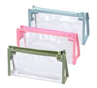 Jinlaili 3 Pezzi Astucci Portamatite Trasparente PVC Sacchetto di Matita Impermeabili Grande Capacità Cerniera Astucci per Forniture Ufficio Scolastico per viaggi bagagli e trucchi