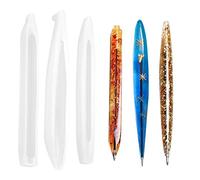 Jinlaili 3 Pezzi Stampi in Resina per Penna a Sfera, Stampi Resina a Forma Penna Stampi Colata Epossidica a Forma Cilindro Stampi, Stampo Penna Resina Silicone Set per Regalo Insegnante Studente