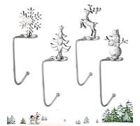 Jinlaili 4 Pezzi Ganci per Calza di Natale, Supporti Calza di Natale per Camino, Decorazione Camino di Natale, Ganci di Metallo di Natale, Ganci per Calza di Camino per Decorazione Casa, Sala da Pranz