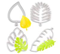 Jinlaili 4 Pezzi Stampino per Biscotti, Formine Forma di Foglia, Tagliapasta Pasta Biscotti in plastica, DIY Cucina Accessori per Pasticceria Biscotti e Fondente Torte, Bianca