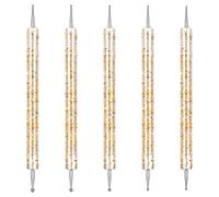 Jinlaili 5 Pezzi Penne Dotter per Nail Art, Penna punteggiatura per unghie, Punteggia Detailing Penna, Doppi lati Nail Punteggia Detailing Pen per puntini per nail art, motivo goffratura (oro)