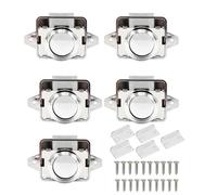 Jinlaili 5 pezzi Push Button Catch Door Lock,Pulsante Per Serratura Armadio,Serratura per mobili con pulsante di bloccaggio,Cupboard Door Catch Lock,Per Camper,Yacht,Cassetti (Cromo brillante)
