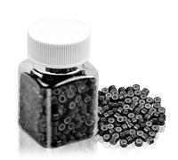Jinlaili 500 Pezzi Microring per Extension, Nano Anelli in Silicone #1, Micro Collegamenti 5mm, Kit Accessori per Capelli Veri Cheratina I Tip (Nero)