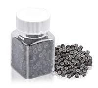 Jinlaili 500 Pezzi Microring per Hair Extension, Nano Anelli in Silicone #2, Micro Collegamenti 5mm, Micro Anello Extension Kit Accessori per Extension Capelli Veri Cheratina I Tip (Marrone Scuro)