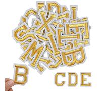 Jinlaili 52 Pezzi Patch Lettere, Patch Lettere Termoadesive, Dorate Toppe Applique con Alfabeto A-Z, Lettere Ricamate in Tessuto da Cucire o Stirare, Toppe Termoadesive Lettere Alfabeto