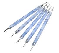 Jinlaili 5PCS Penne Dotter per Nail Art, Penna per Unghie, Attrezzi a Doppia Punta, Effetto Marmoreo, Dotting Pen Tool Nail Art Tip Paint Manicure Kit, Punta Penna per Nail Art (Blu)