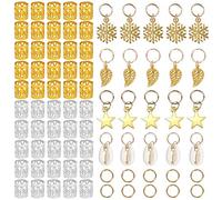 Jinlaili Accessori Trecce per Capelli, 80 Pezzi Anelli a Treccia di Capelli Metallo, Regolabile Anelli Capelli in Alluminio, Perline per Dreadlock per Capelli, Polsini Perline Capelli Decorazione