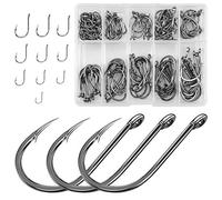 Jinlaili Amo da Pesca, 100 Pz Ami da Pesca in 10 Dimensioni, Amo da Pesca Occhiello, Ganci Spinato, Ami da Pesca in Acciaio al Carbonio con Scatola di Plastica, 3# - 12#