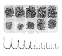 Jinlaili Amo da Pesca, 300 Pz Ami da Pesca in 10 Dimensioni, Amo da Pesca Occhiello, Ganci Spinato, Ami da Pesca in Acciaio al Carbonio con Scatola di Plastica, 3# - 12#