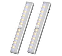 Jinlaili Confezione da 2 luci wireless sotto l'armadio, 10 LED con sensore di movimento per armadio, luci sotto armadio con striscia magnetica, barra LED
