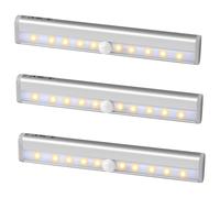 Jinlaili Confezione da 2 luci wireless sotto l'armadio, 10 LED con sensore di movimento per armadio, luci sotto armadio con striscia magnetica, barra LED (3PCS-Bianco caldo)