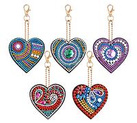 Jinlaili Diamonte Painting Portachiavi, DIY Pittura Diamante Pendente Kit, Portachiavi da Donna Fai Da Te, Pittura Strass Decorativi per Portachiavi, Sacchetto, Regalo della Ragazza