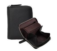 Jinlaili Portafoglio Donna in Pelle, Porta Carte di Credito con Blocco RFID, Portafoglio Uomo Piccolo, Porta Monete con ZIP, Piccolo Corto Portamonete, per Carte di Credito, Moneta, Contanti (Nero)