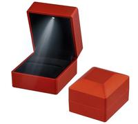 Jinlaili Scatola Anelli con Luce a LED, Scatola Anelli di Velluto, Scatolette Regalo di Gioielli, Scatola Decorativa Anelli, Scatola Anelli Cuore per Fidanzamento Proposta Matrimonio Natale (Rosso 2)