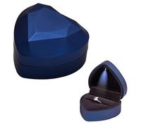 Jinlaili Scatola Anelli con Luce a LED, Scatola Anelli di Velluto, Scatolette Regalo di Gioielli, Scatola Decorativa Anelli Cuore per Fidanzamento Proposta Matrimonio Natale (Blu)