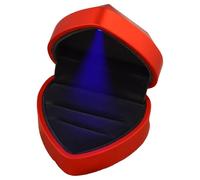 Jinlaili Scatola Anelli con Luce LED, Scatola Anelli di Velluto per Contenere 2 Anelli, Scatolette Regalo di Gioielli, Scatola Decorativa Anelli, Scatola Anelli Cuore per Proposta Matrimonio (Rosso 3)