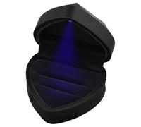 Jinlaili Scatola Anelli con Luce LED, Scatola Anelli di Velluto per Contenere 2 Anelli, Scatolette Regalo di Gioielli, Scatola Decorativa Anelli, Scatola Anelli Cuore per Proposta Matrimonio (Nero 3)