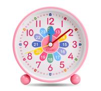 Jinlaili Sveglia Bambini Ragazzi Ragazze, Sveglia da Comodino, Analogica Bambini Sveglia Silenziosa Senza Ticchettio, Sveglia con luce notturna, Snooze, Sveglia digitale per bambini (Rosa)