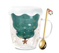 Jinlaili Tazze dolci di Natale, Tazza da Caffè di Natale Bicchieri da Tè Bicchieri da Caffè, Tazza per Albero di Natale Tazze di Natale con Coperchio a Doppia Parete Isolata Tazza da Caffè, 300ml